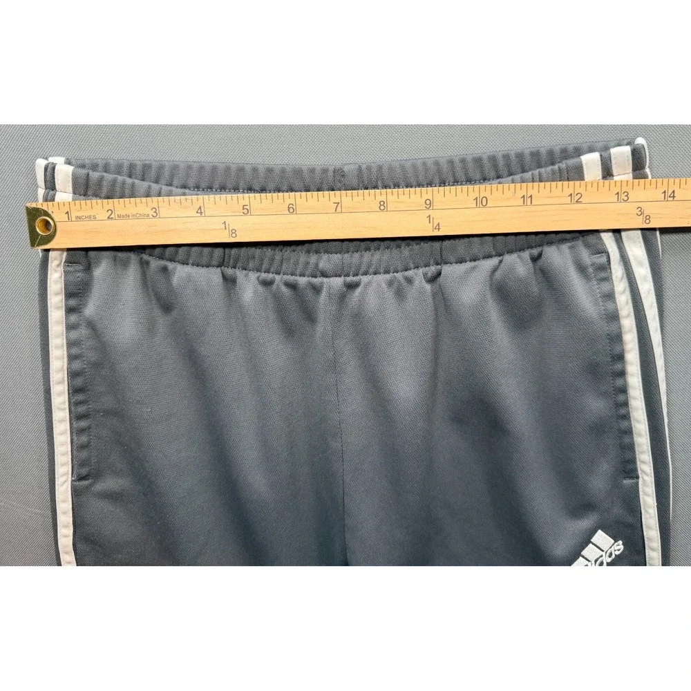 Adidas 3-Stripes Athletic Track Pants Grey White Embroidered Logo Youth XL 18/20